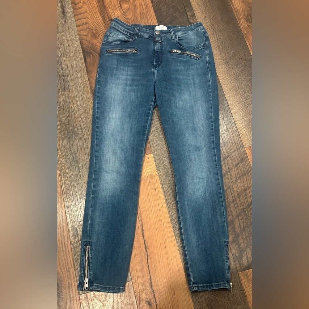 Closed Jeans Closed Denim High Rise Skinny Aimie Moto Jean Color: Blue Size:30
